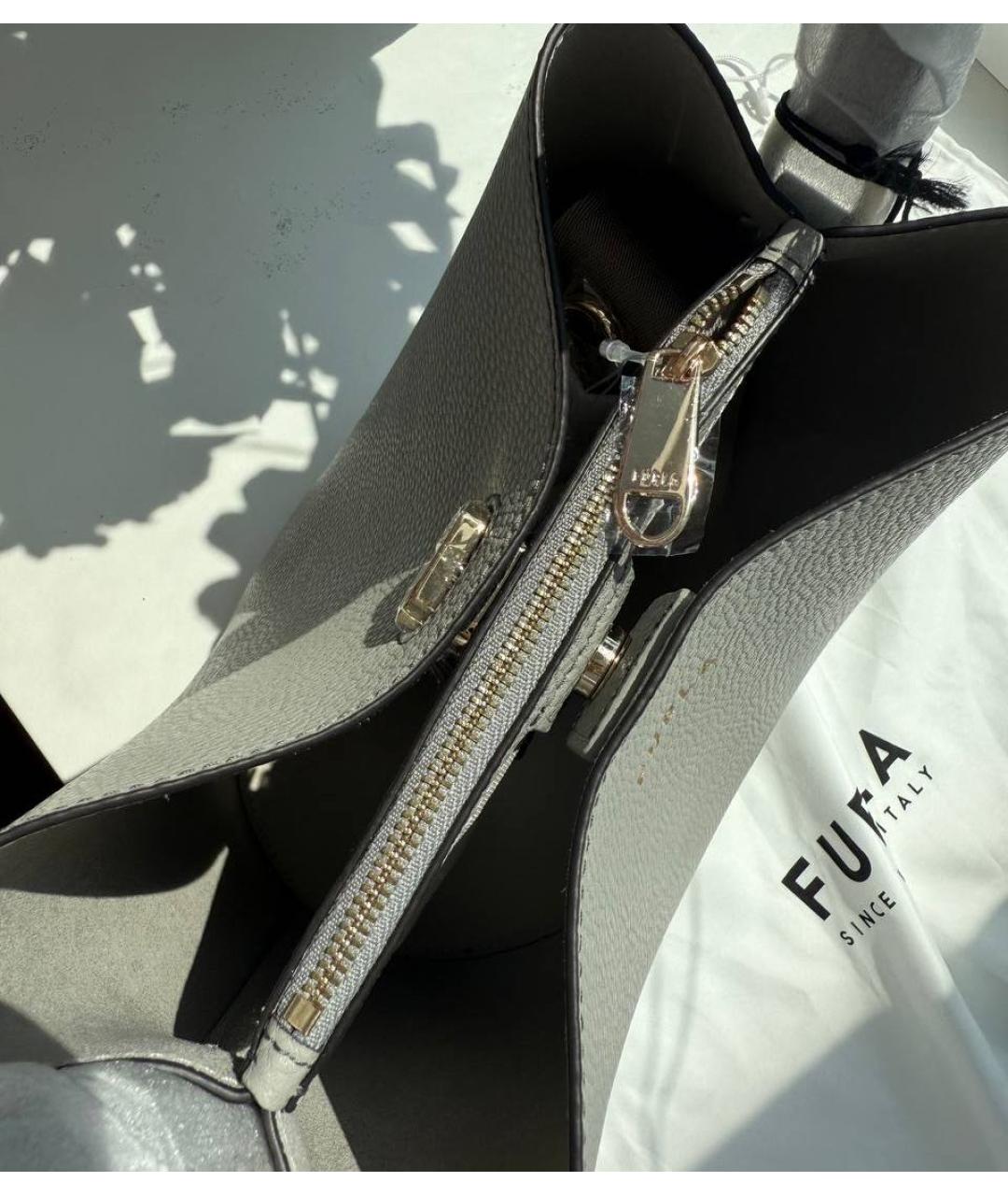 FURLA Серая кожаная сумка тоут, фото 3