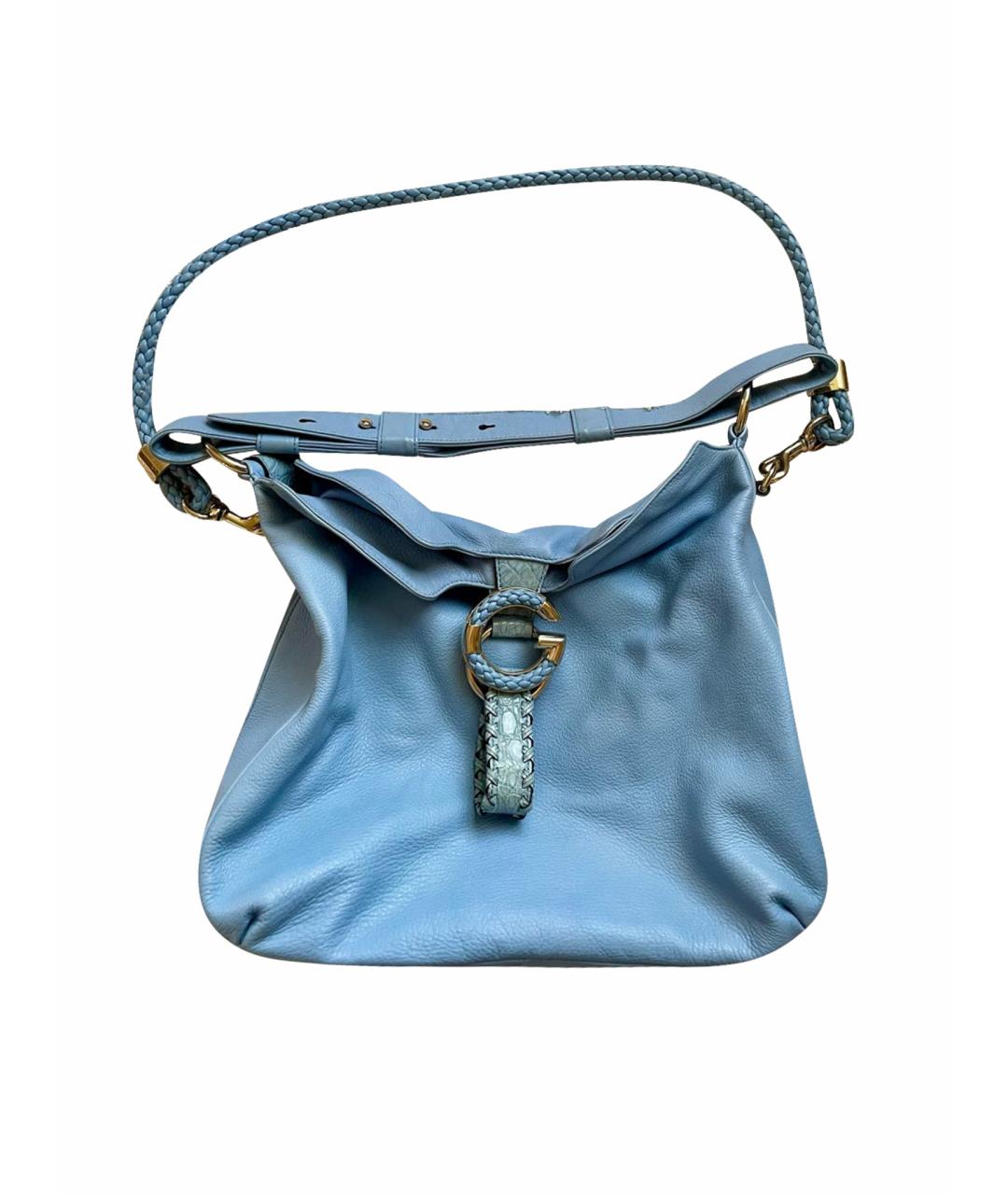 GUCCI Голубая кожаная сумка тоут, фото 1