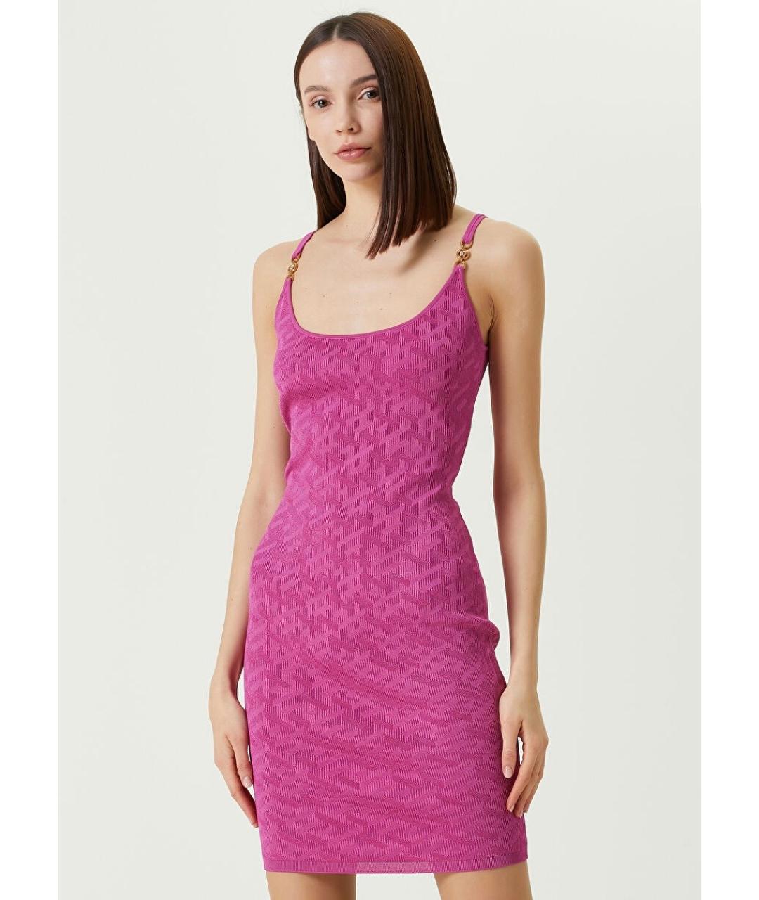 VERSACE Фуксия коктейльное платье, фото 4