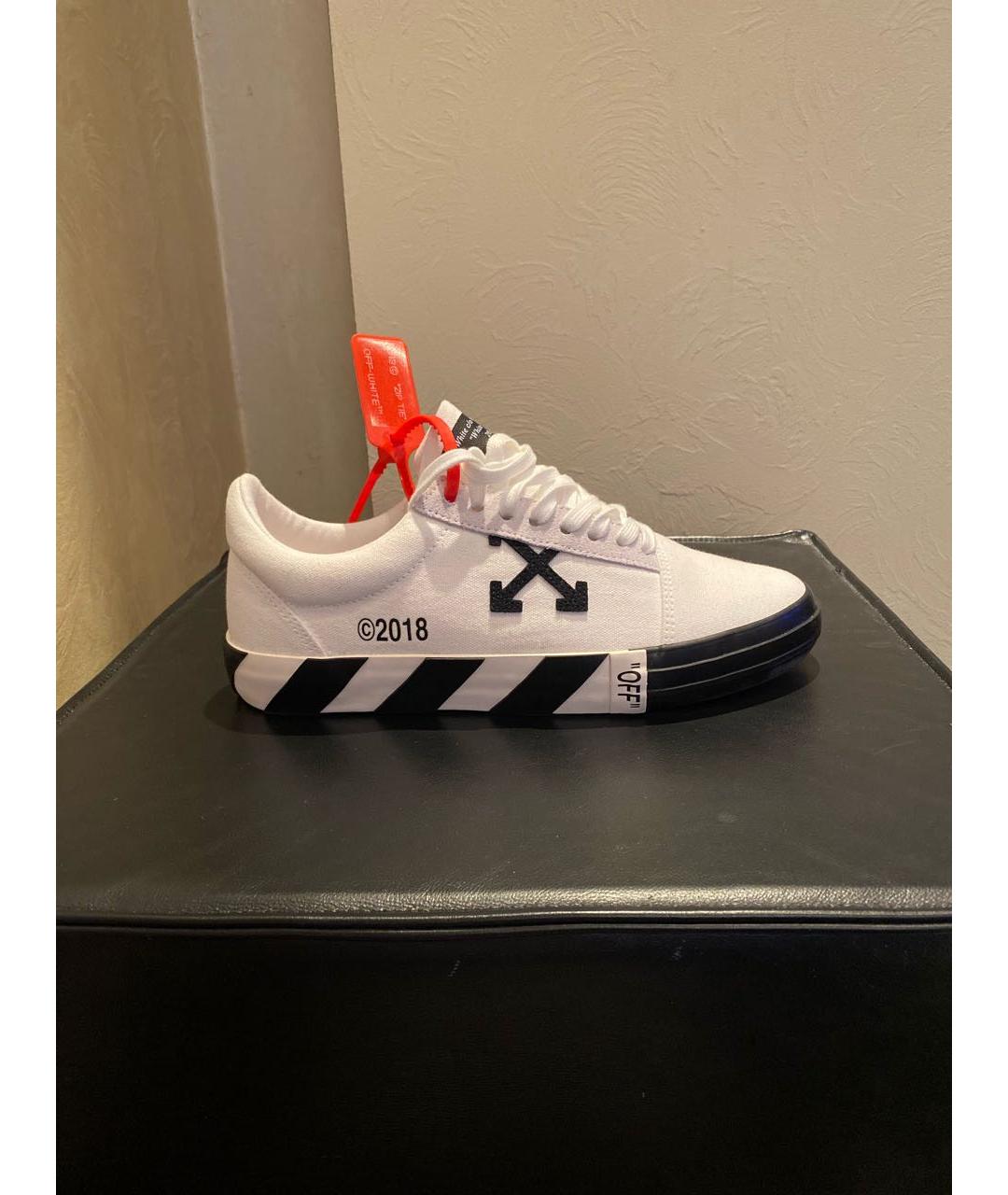 OFF-WHITE Белые текстильные низкие кроссовки / кеды, фото 7