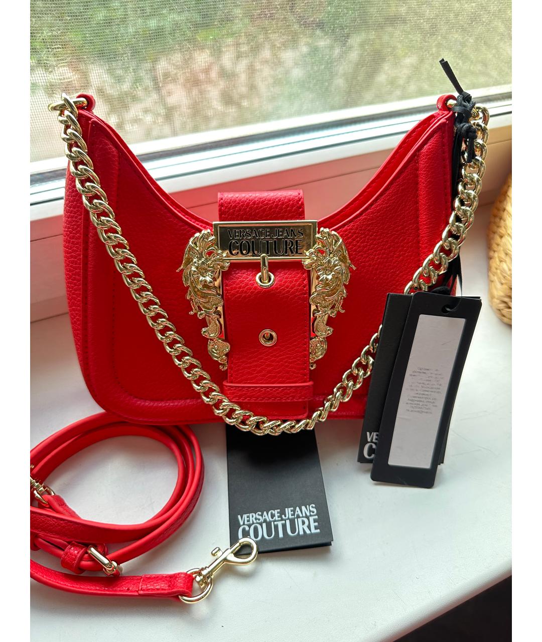 VERSACE JEANS COUTURE Красная сумка с короткими ручками из искусственной кожи, фото 2