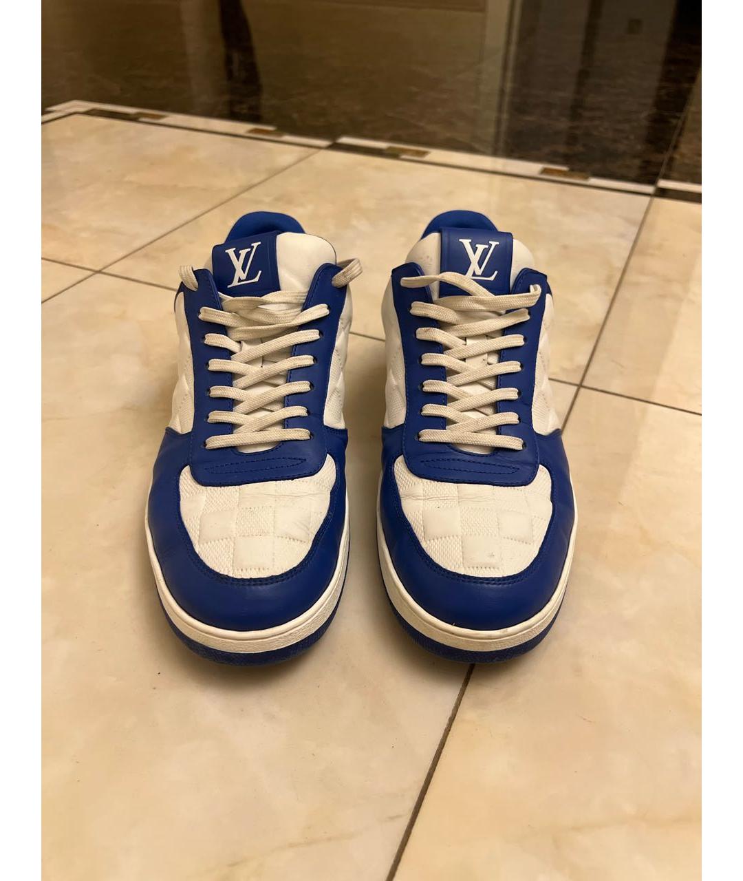 LOUIS VUITTON Синие кожаные низкие кроссовки / кеды, фото 2