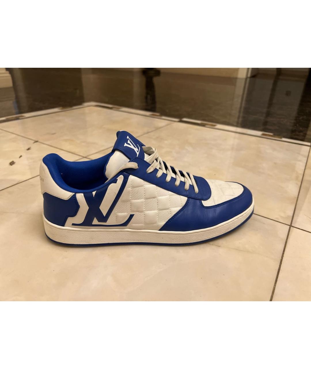 LOUIS VUITTON Синие кожаные низкие кроссовки / кеды, фото 5