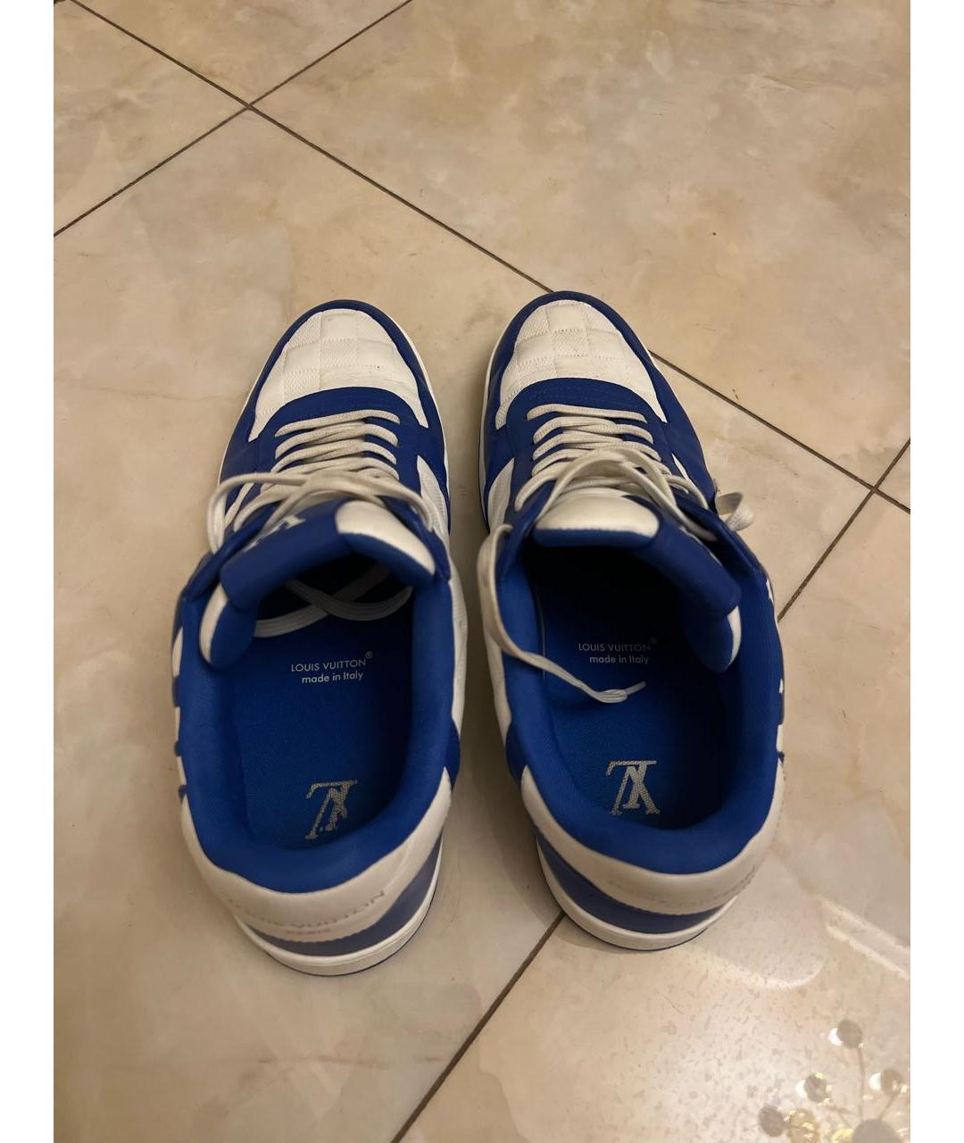LOUIS VUITTON Синие кожаные низкие кроссовки / кеды, фото 3