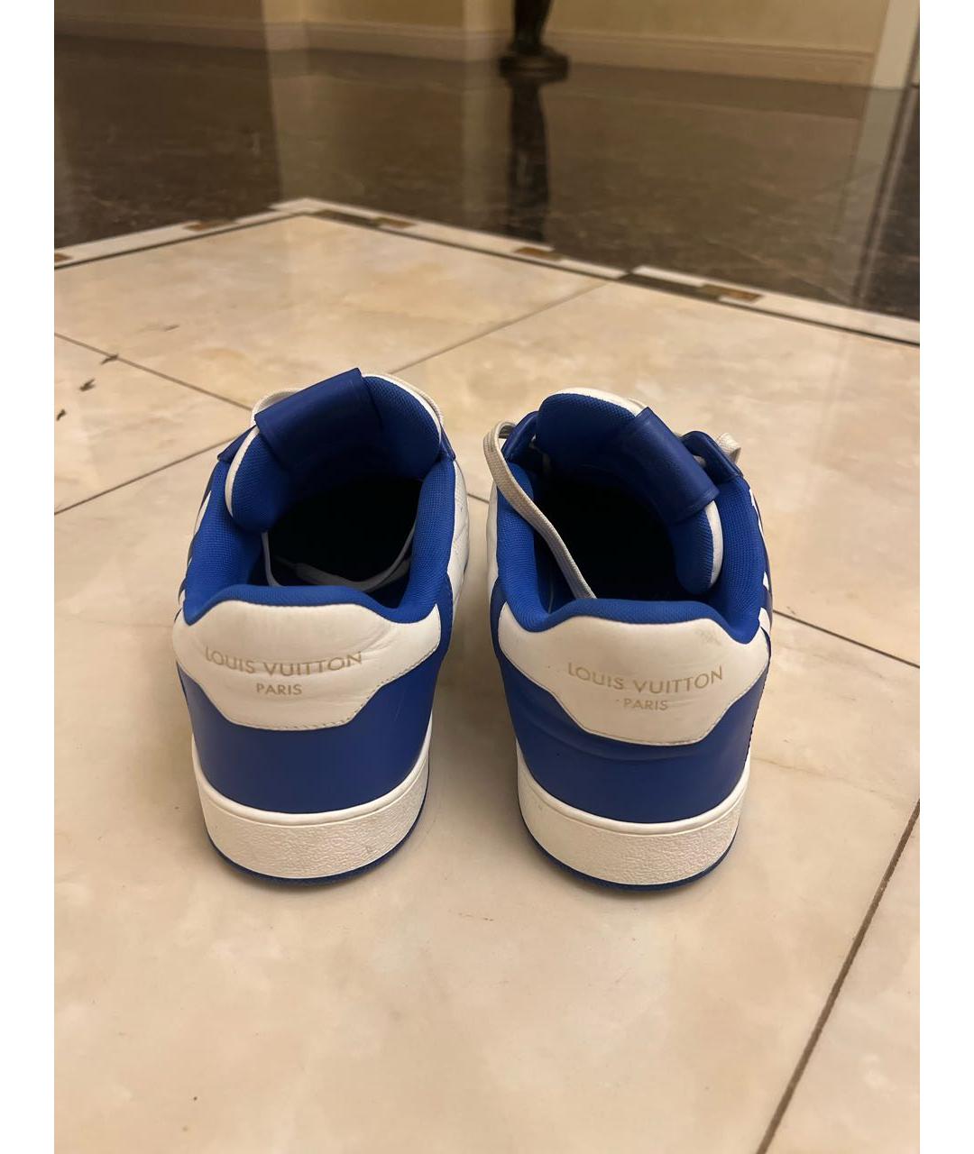 LOUIS VUITTON Синие кожаные низкие кроссовки / кеды, фото 4