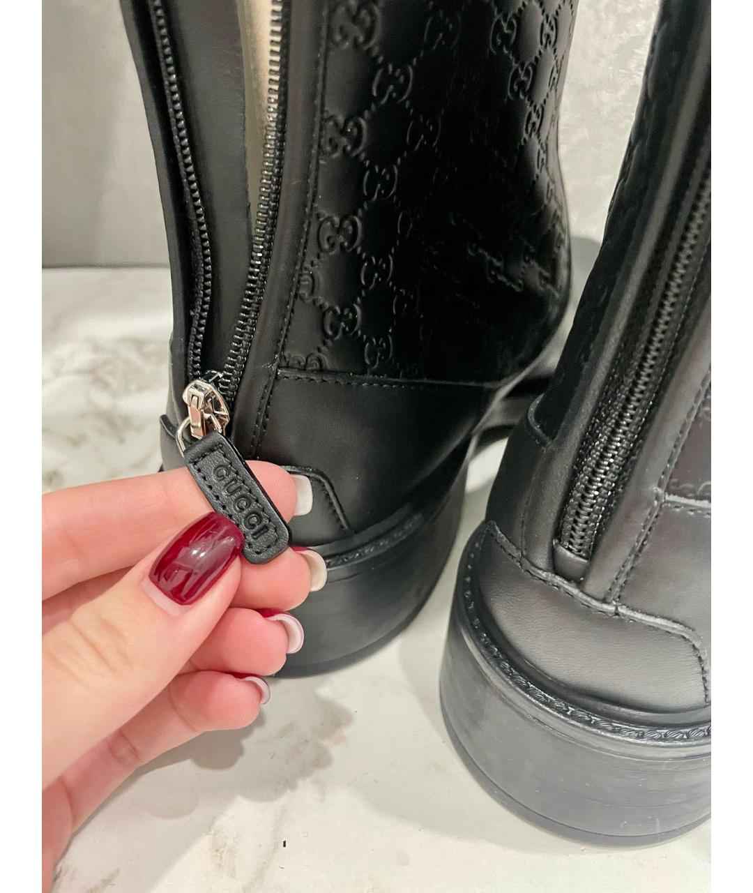 GUCCI Черные кожаные полусапоги, фото 5