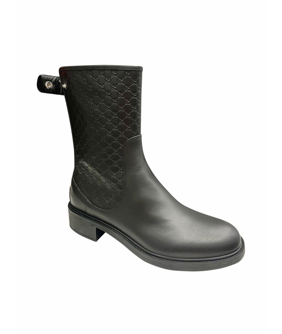 GUCCI Черные кожаные полусапоги, фото 1