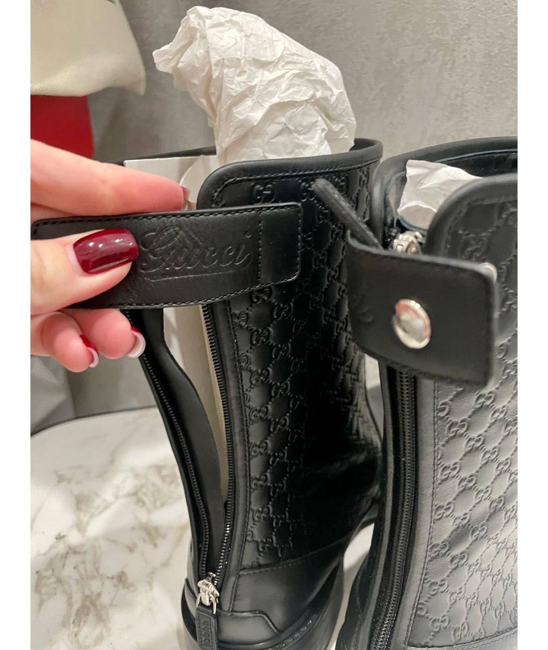 GUCCI Черные кожаные полусапоги, фото 3