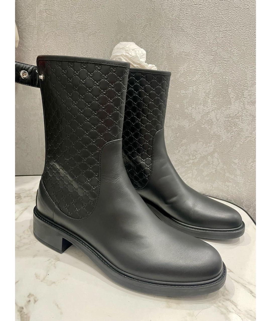 GUCCI Черные кожаные полусапоги, фото 9