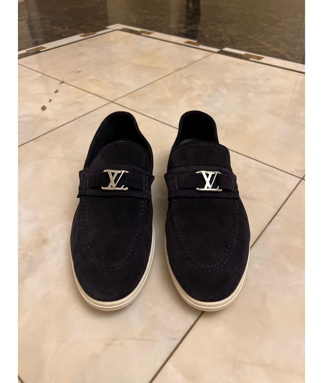LOUIS VUITTON Темно-синие замшевые лоферы, фото 2