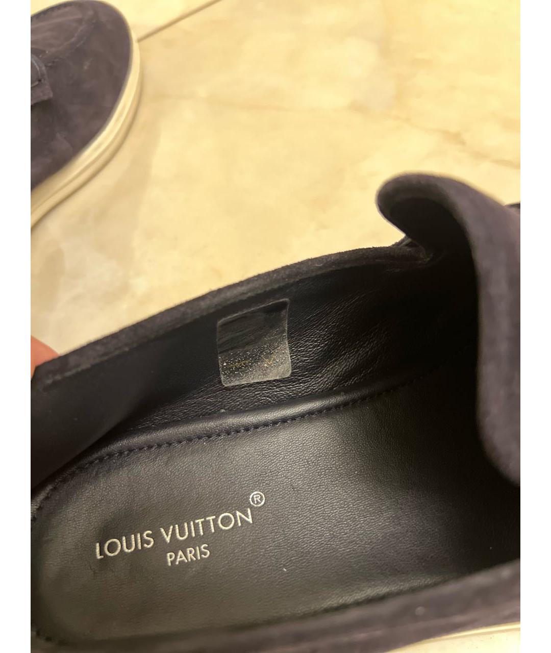 LOUIS VUITTON Темно-синие замшевые лоферы, фото 5