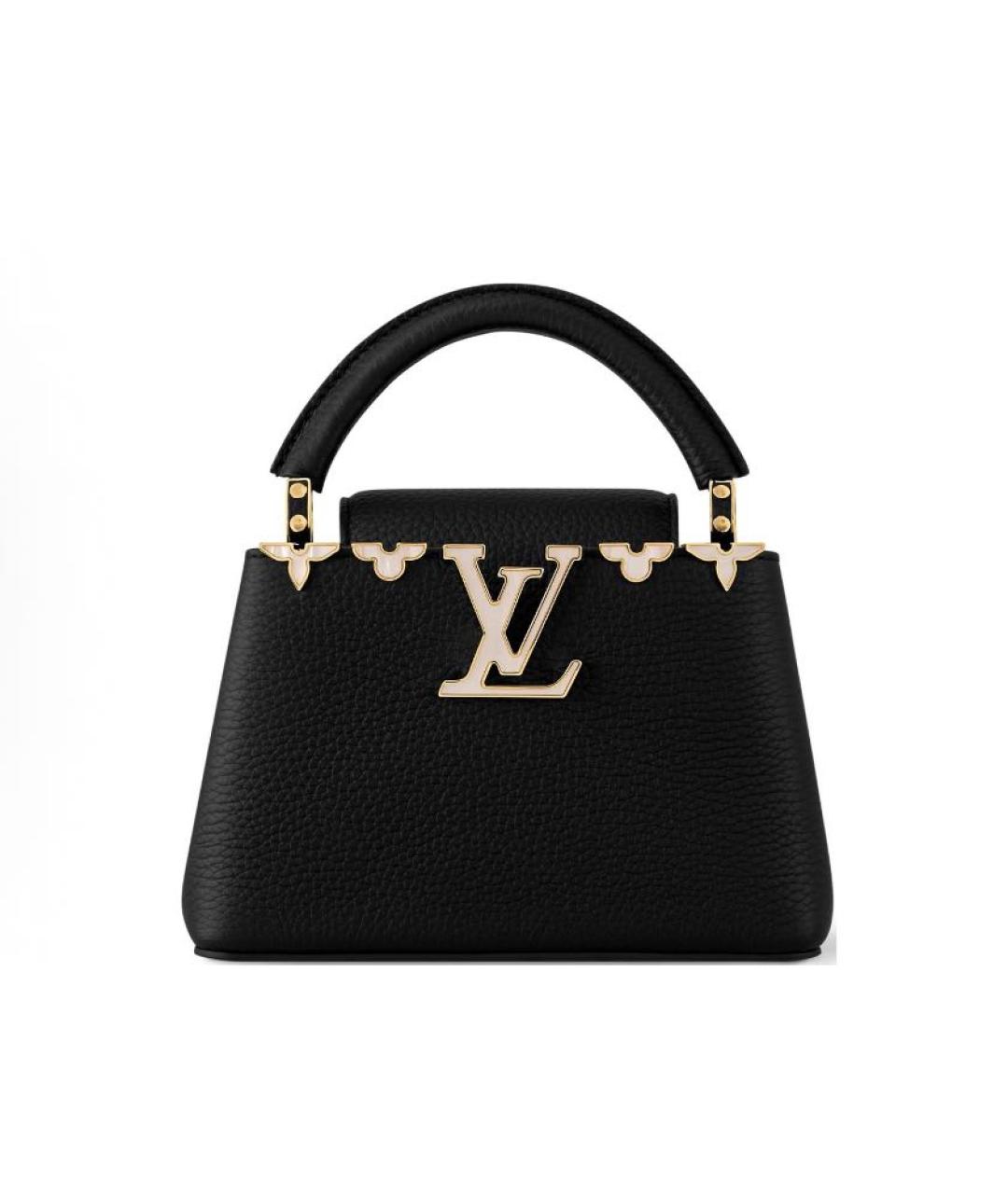 LOUIS VUITTON Черная кожаная сумка с короткими ручками, фото 1