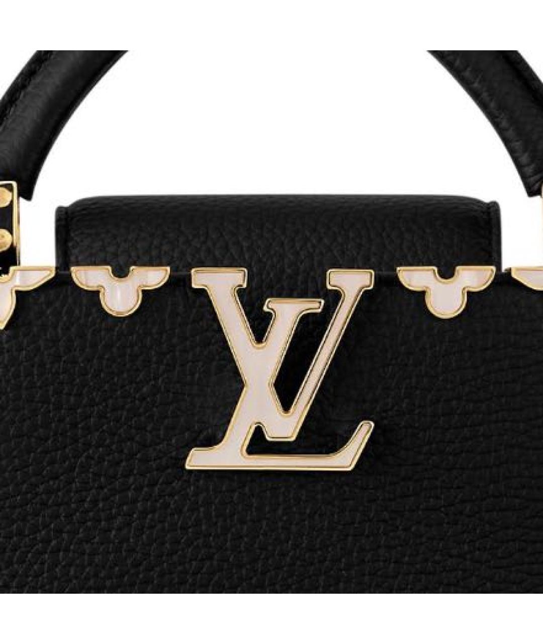 LOUIS VUITTON Черная кожаная сумка с короткими ручками, фото 4