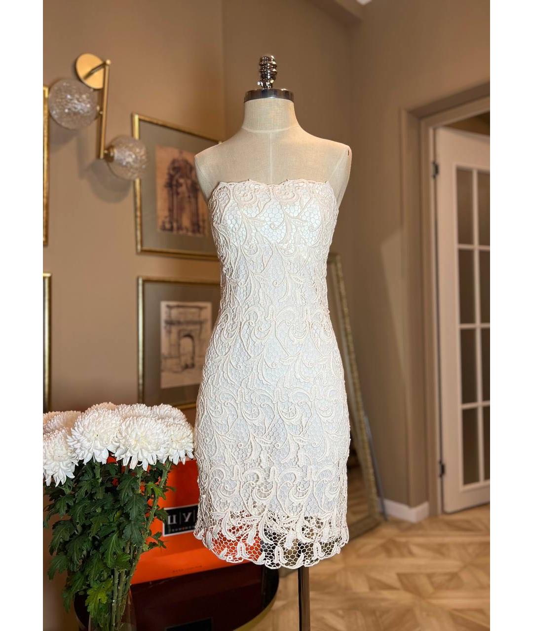 ERMANNO SCERVINO Белое кружевное коктейльное платье, фото 7