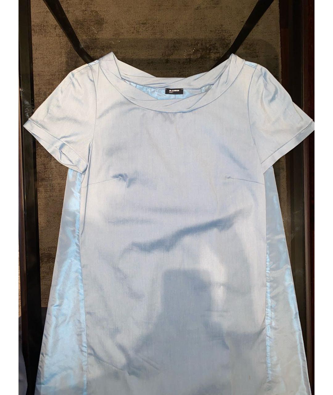 JIL SANDER Голубое хлопковое коктейльное платье, фото 3