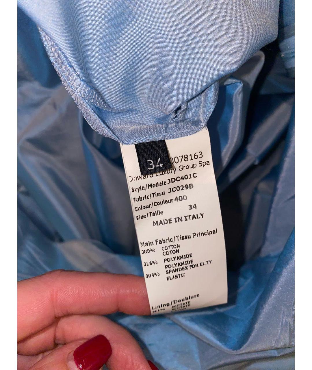 JIL SANDER Голубое хлопковое коктейльное платье, фото 7