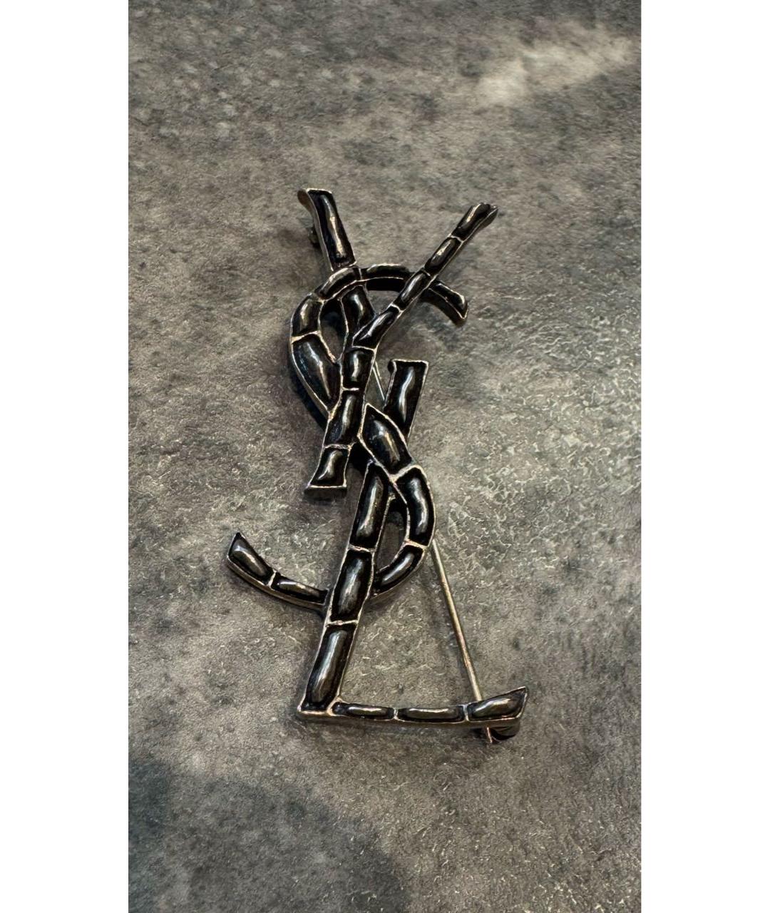 SAINT LAURENT Серебряная металлическая булавка / брошь, фото 2