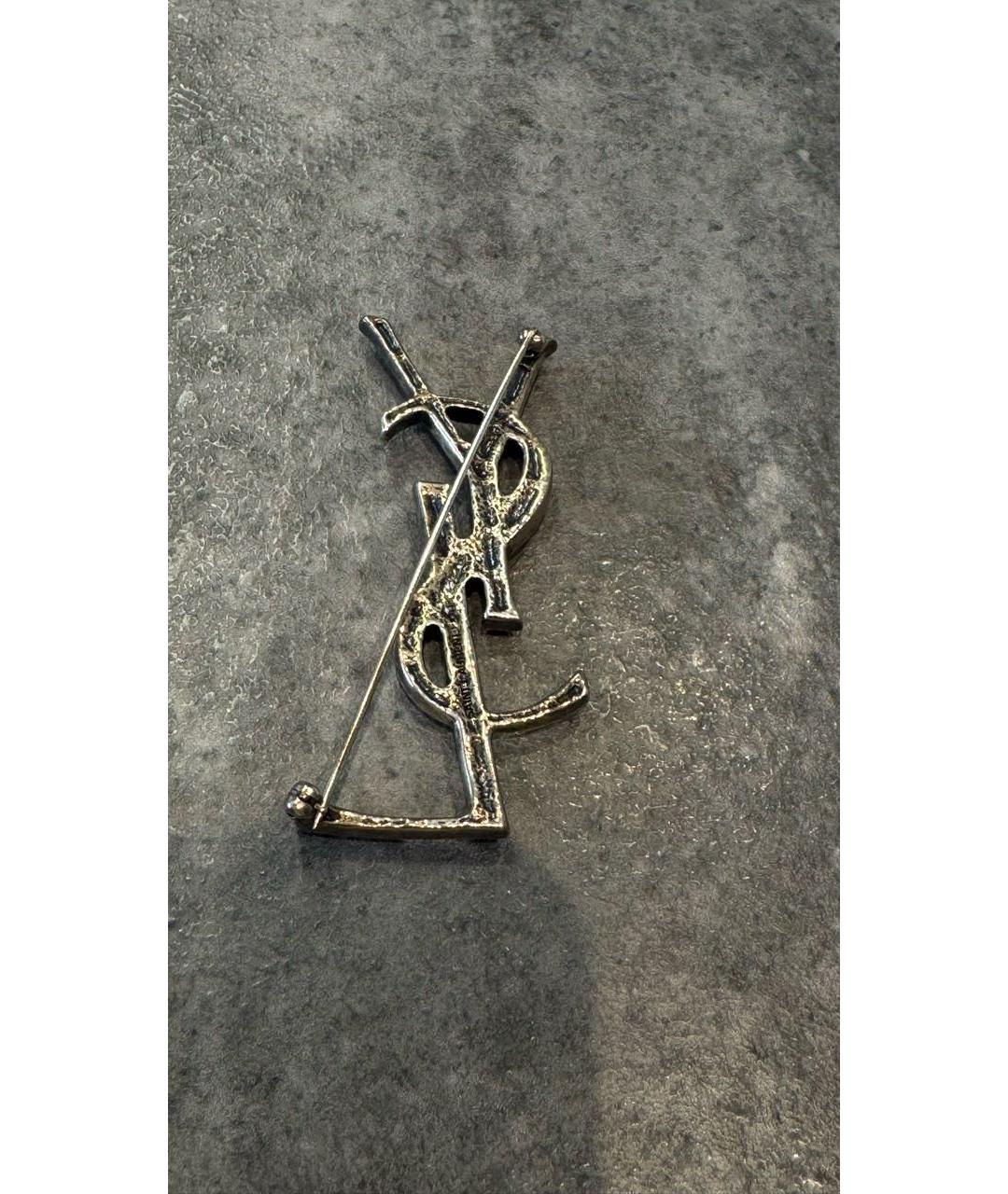 SAINT LAURENT Серебряная металлическая булавка / брошь, фото 3