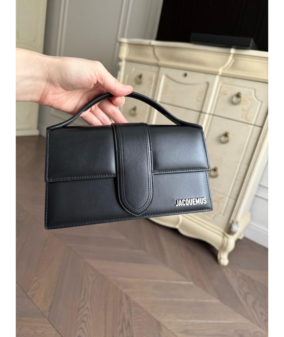 JACQUEMUS Черная кожаная сумка с короткими ручками, фото 4
