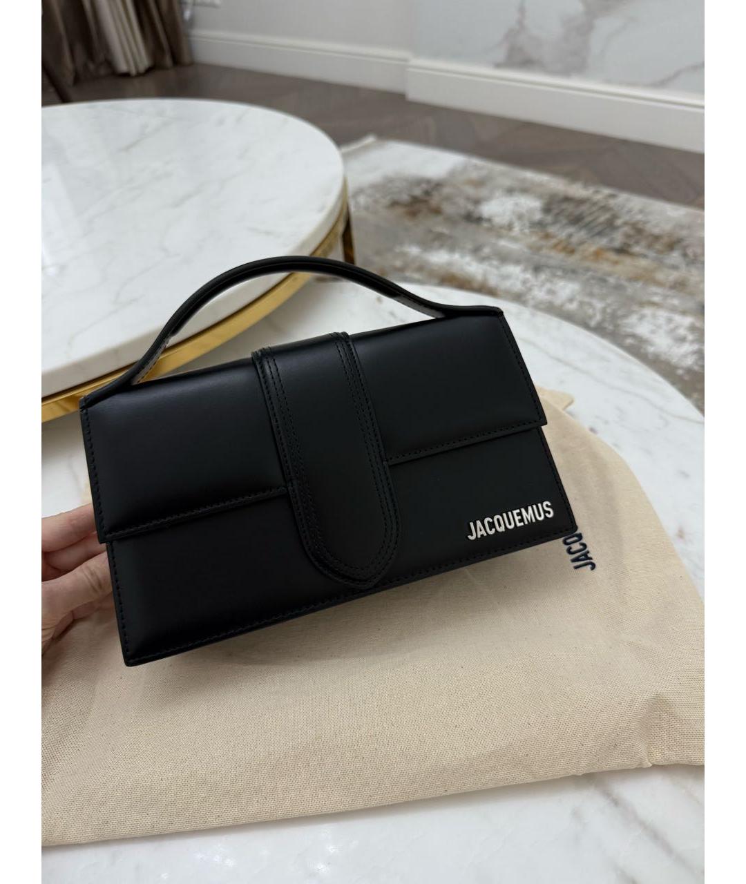 JACQUEMUS Черная кожаная сумка с короткими ручками, фото 2