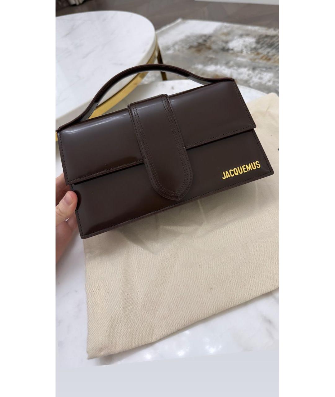 JACQUEMUS Коричневая кожаная сумка с короткими ручками, фото 2