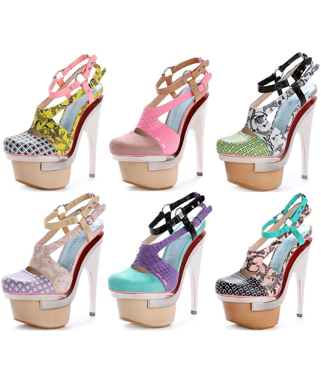 VERSACE Мульти босоножки из экзотической кожи, фото 8
