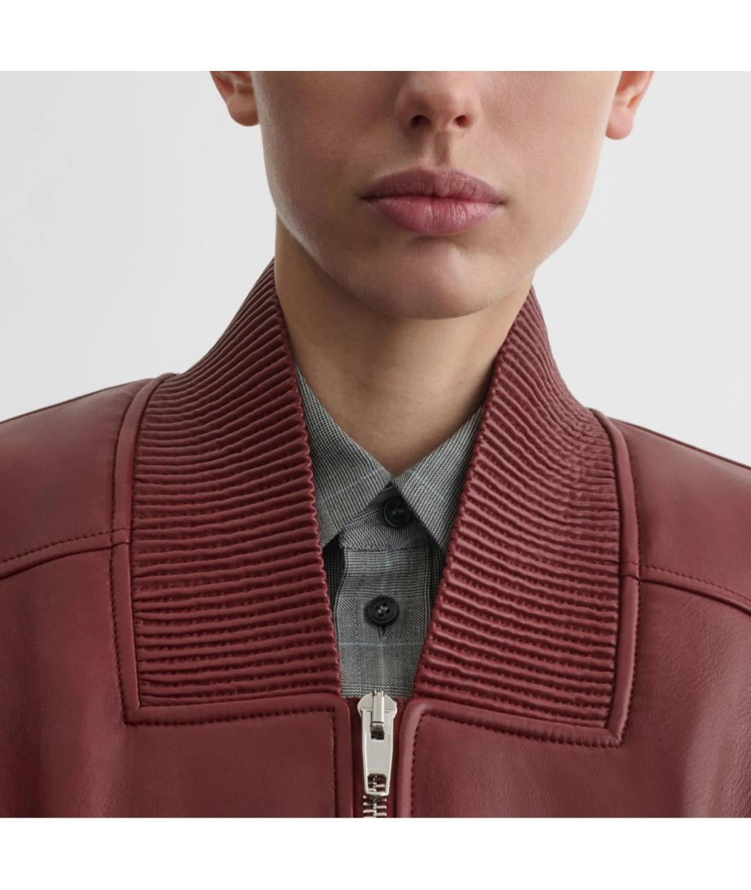 PHOEBE PHILO Бордовая кожаная куртка, фото 6