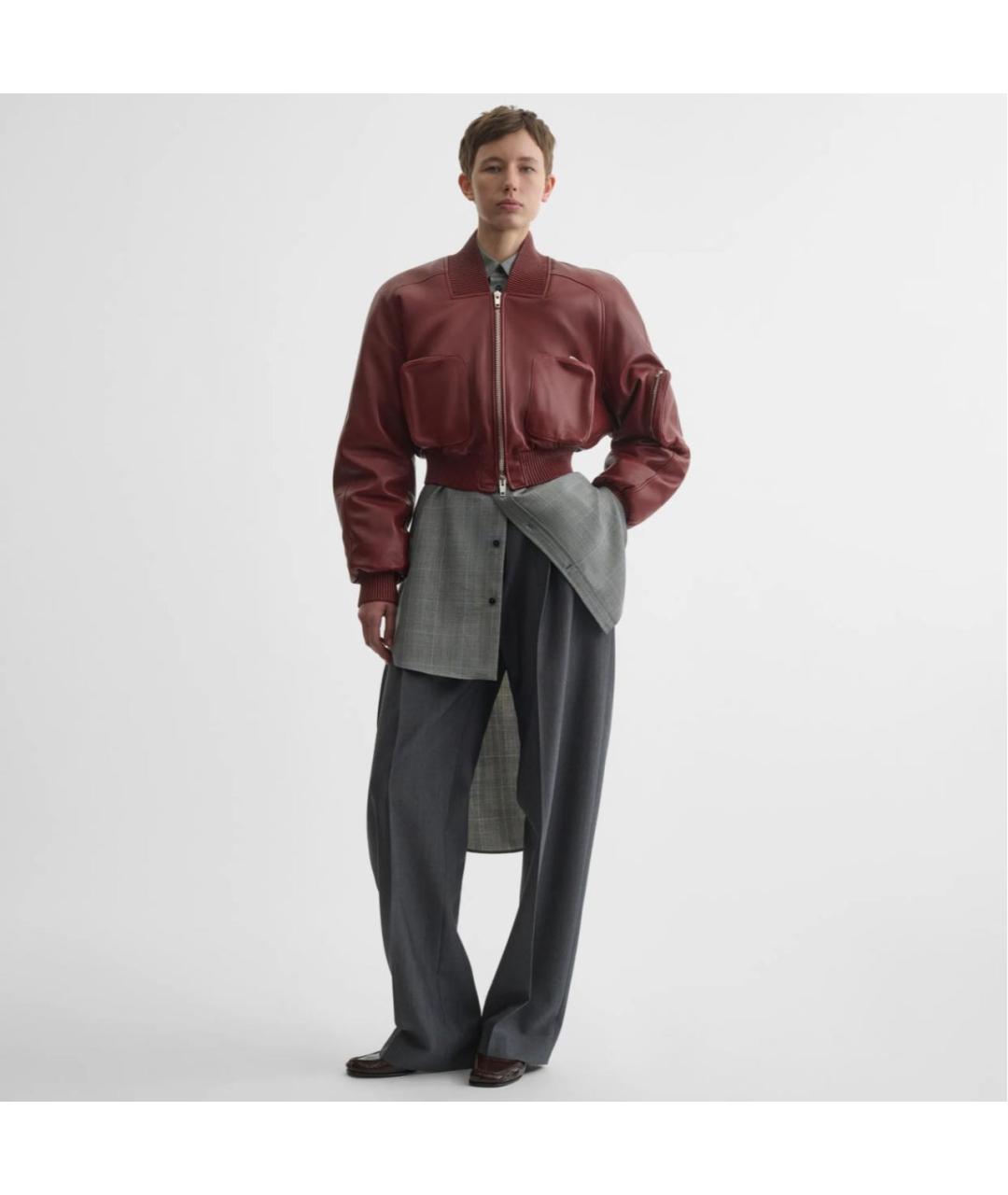 PHOEBE PHILO Бордовая кожаная куртка, фото 3