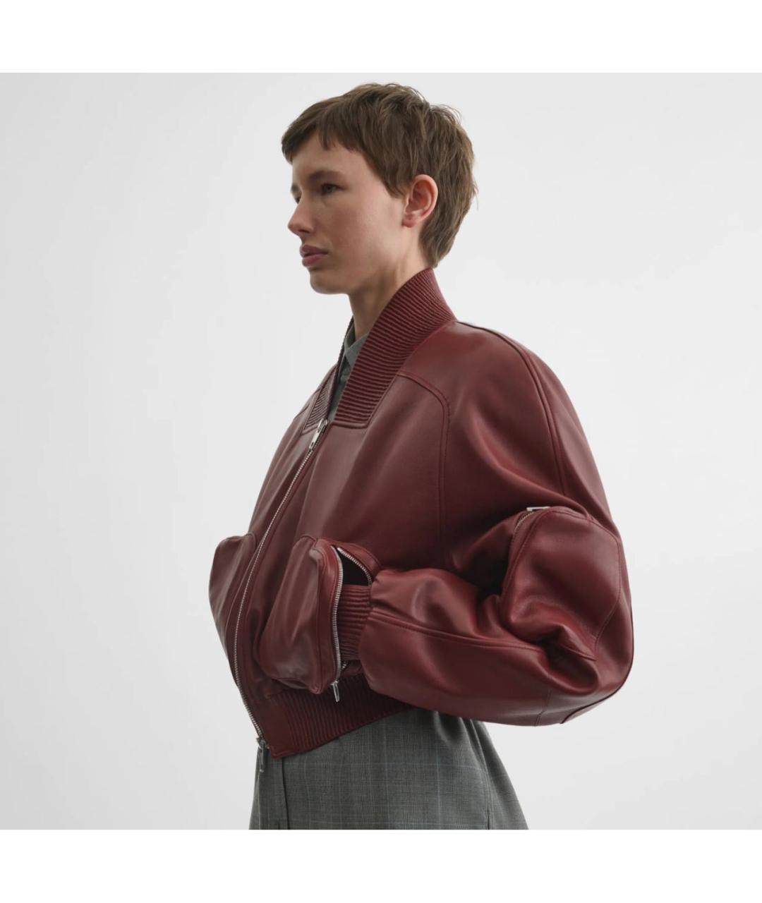PHOEBE PHILO Бордовая кожаная куртка, фото 4