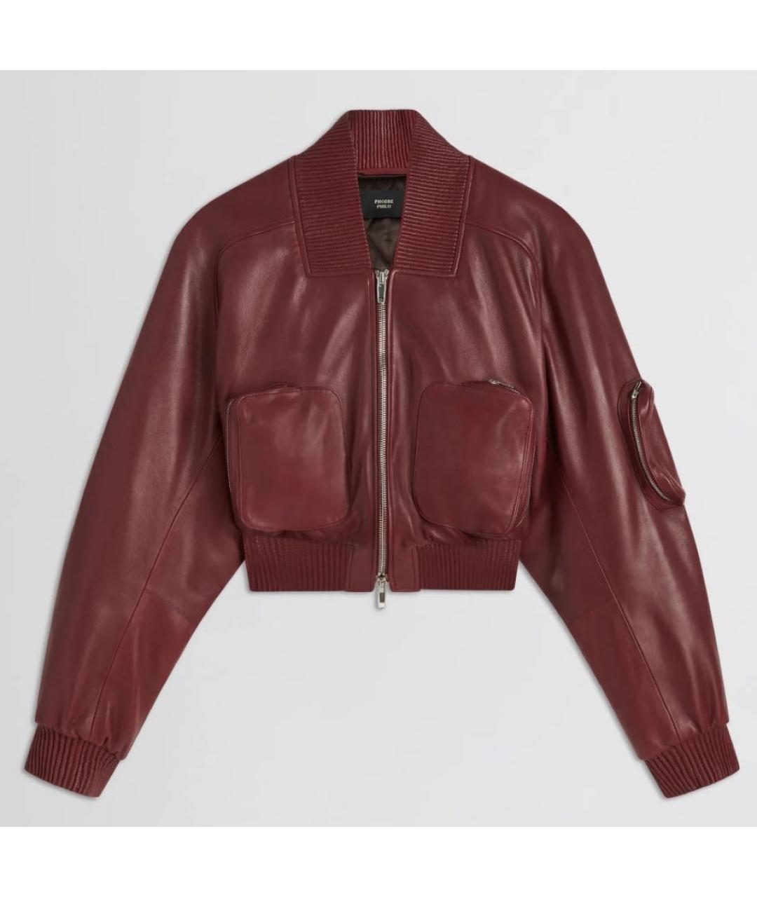 PHOEBE PHILO Бордовая кожаная куртка, фото 8