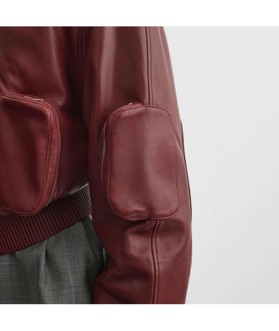 PHOEBE PHILO Бордовая кожаная куртка, фото 7
