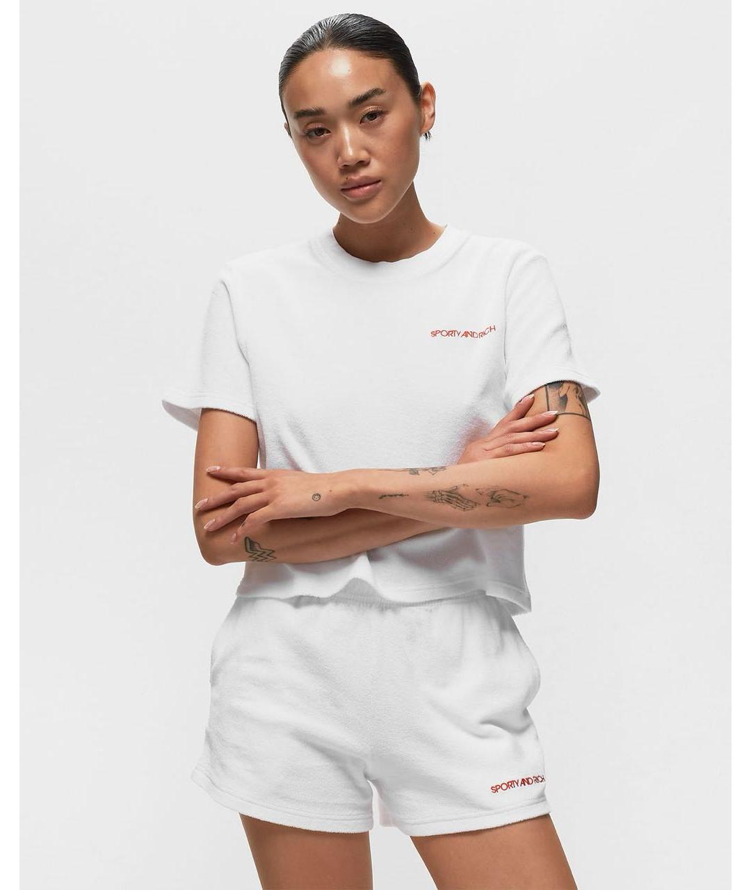 SPORTY AND RICH Белая хлопковая футболка, фото 3