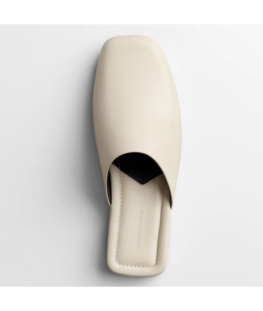 PHOEBE PHILO Бежевые кожаные мюли, фото 6