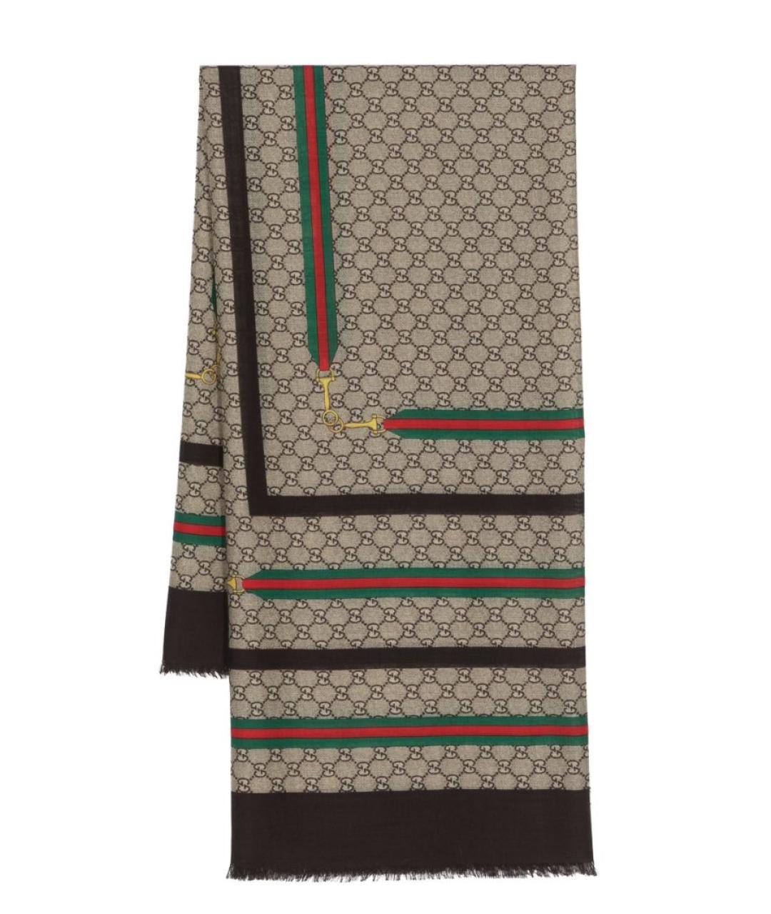 GUCCI Бежевый шерстяной платок, фото 1