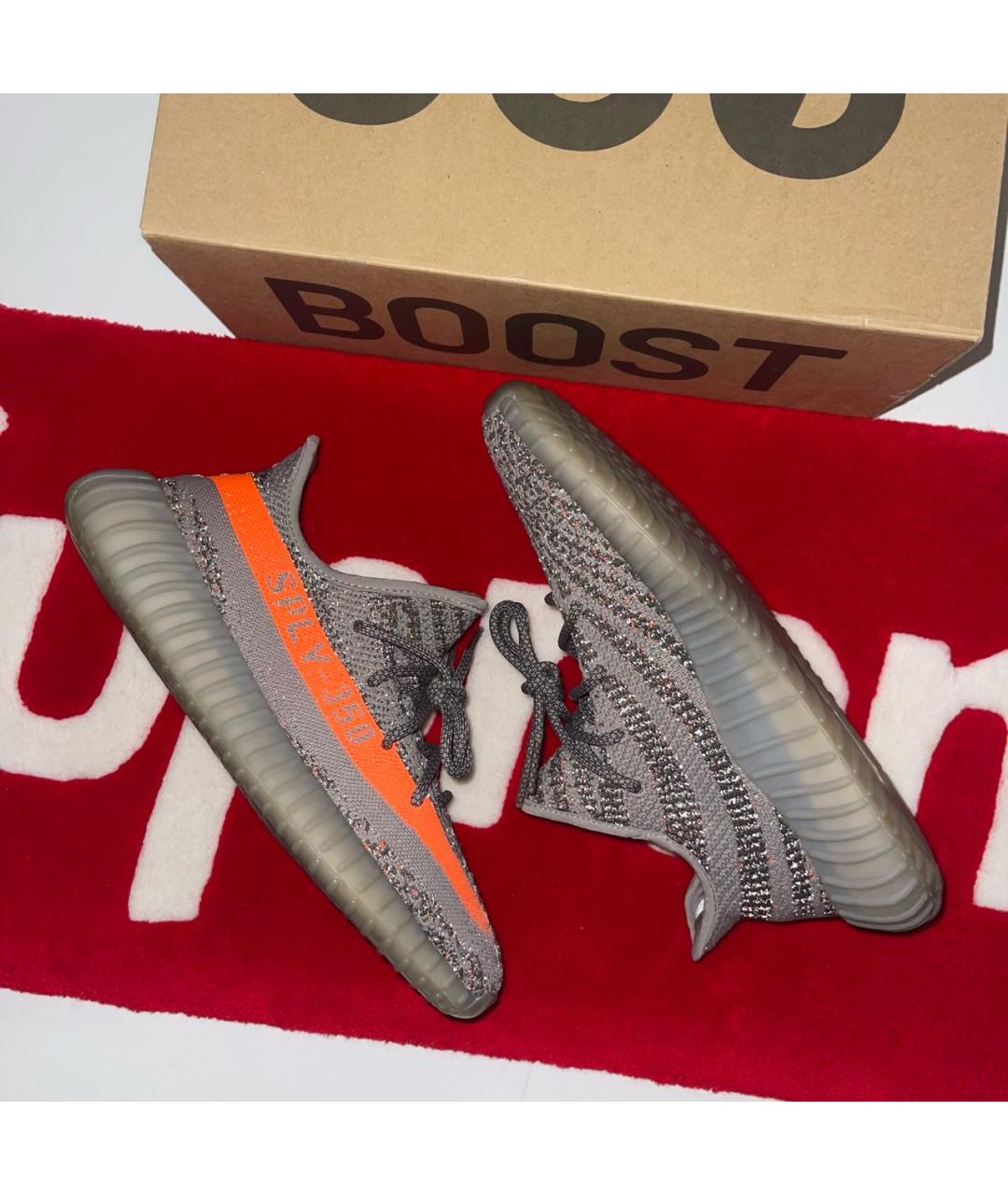 ADIDAS YEEZY Серые текстильные низкие кроссовки / кеды, фото 4