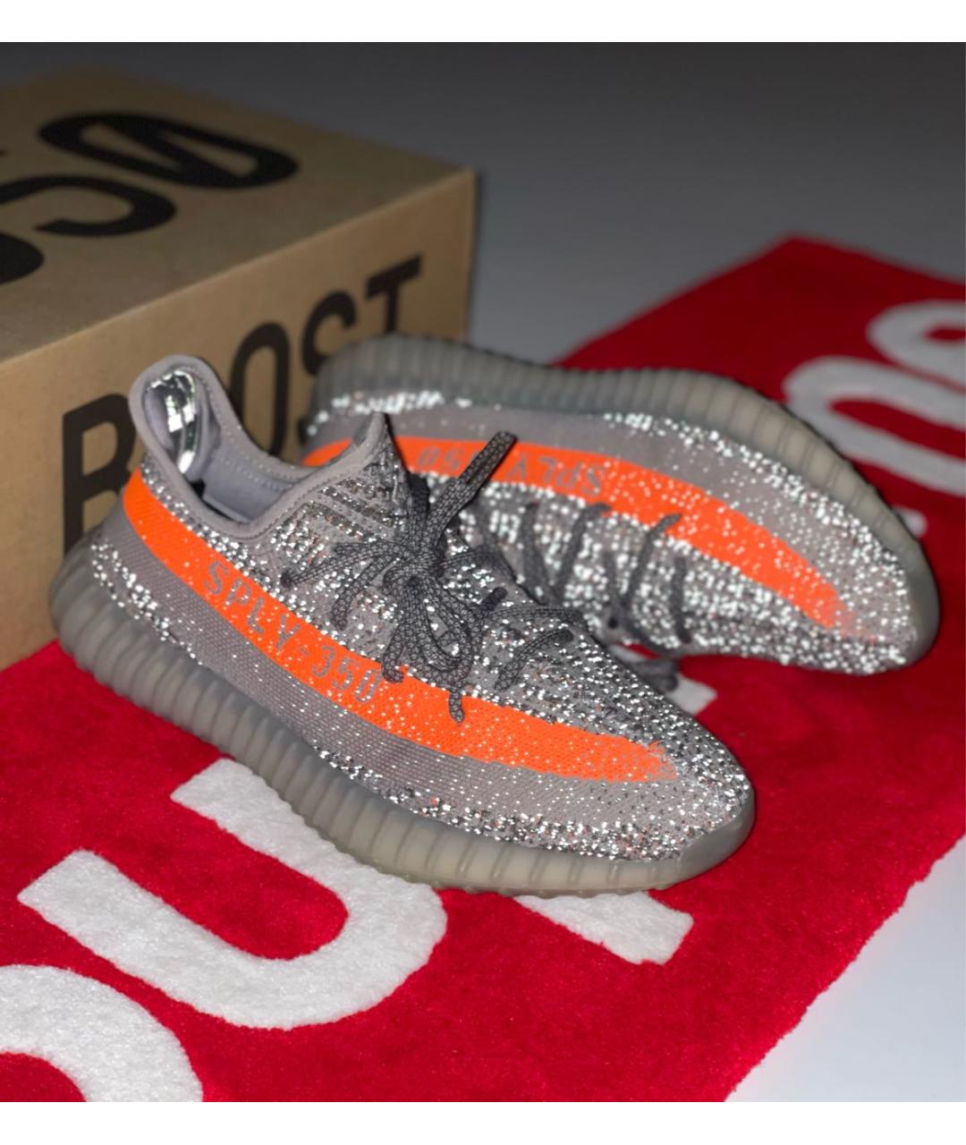 ADIDAS YEEZY Серые текстильные низкие кроссовки / кеды, фото 3