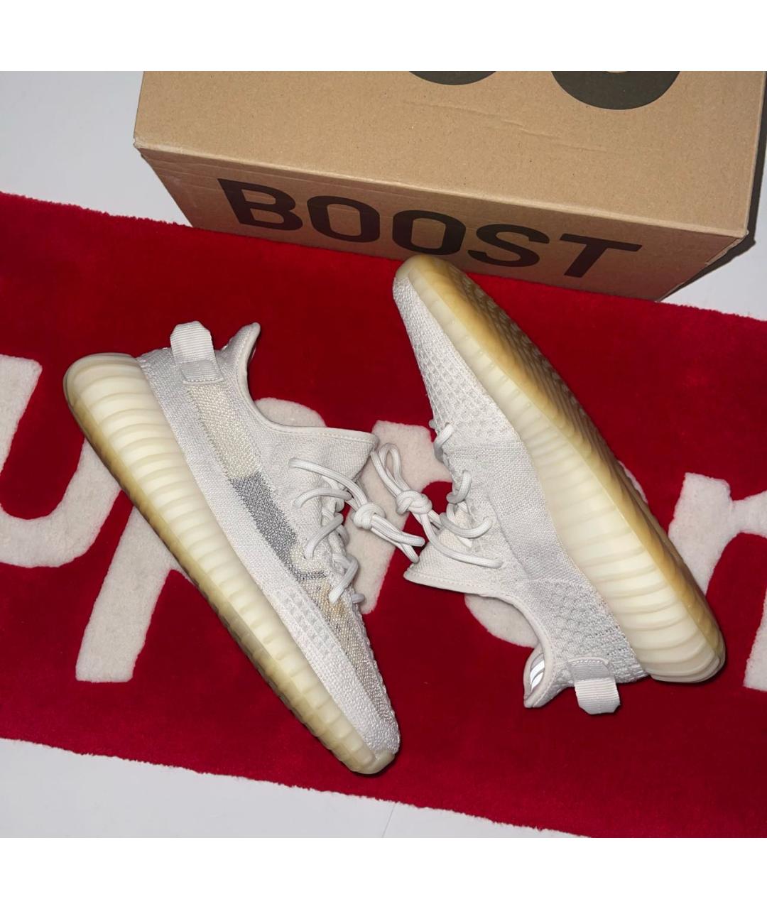 ADIDAS YEEZY Белые текстильные низкие кроссовки / кеды, фото 4