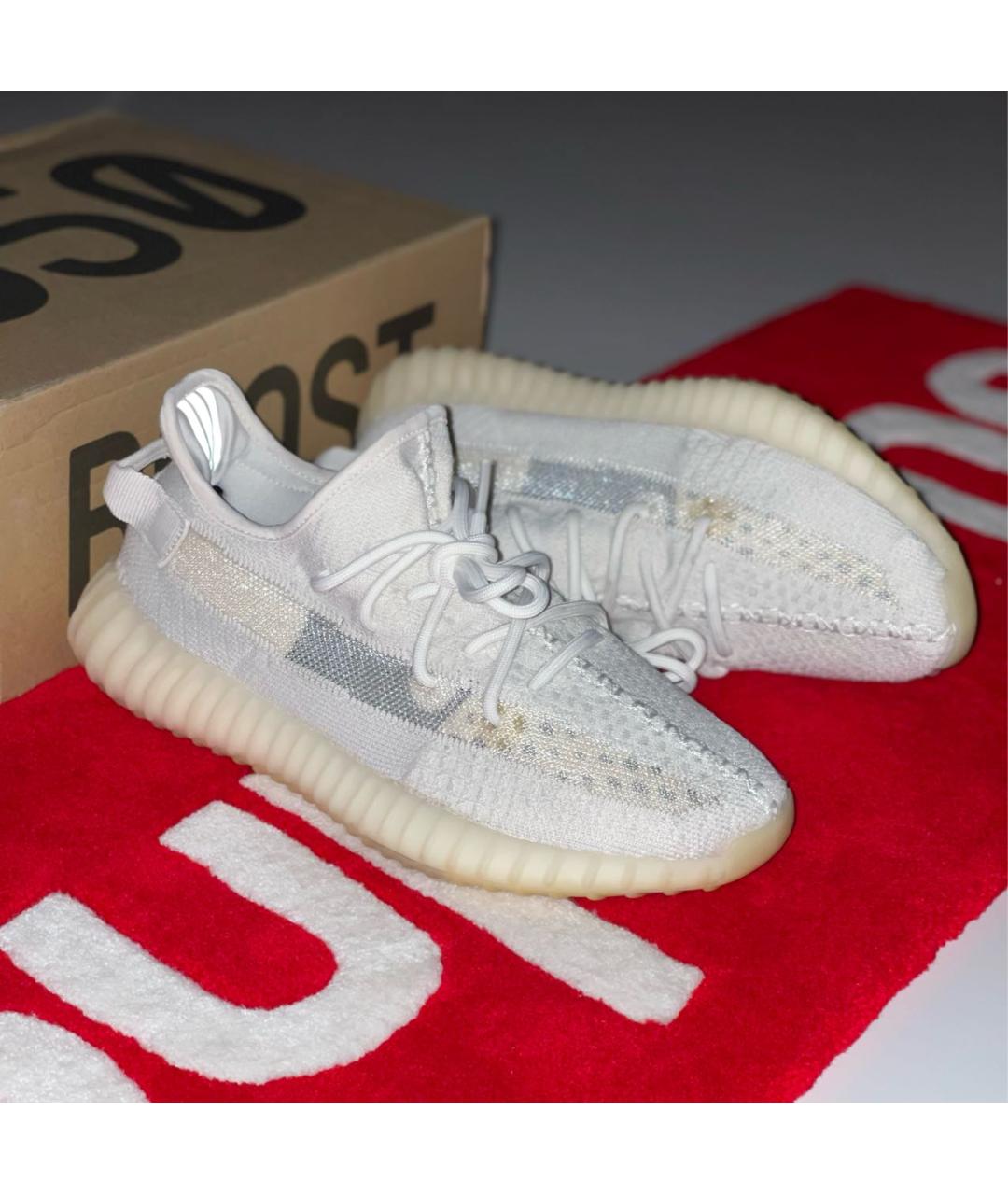 ADIDAS YEEZY Белые текстильные низкие кроссовки / кеды, фото 3