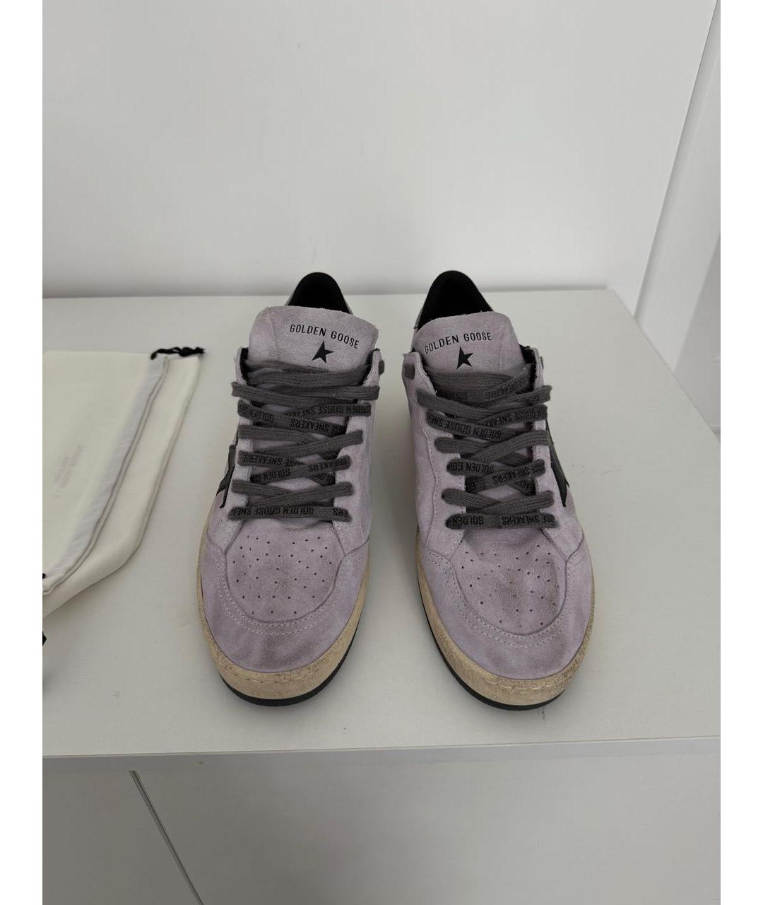 GOLDEN GOOSE DELUXE BRAND Фиолетовые нубуковые низкие кроссовки / кеды, фото 2