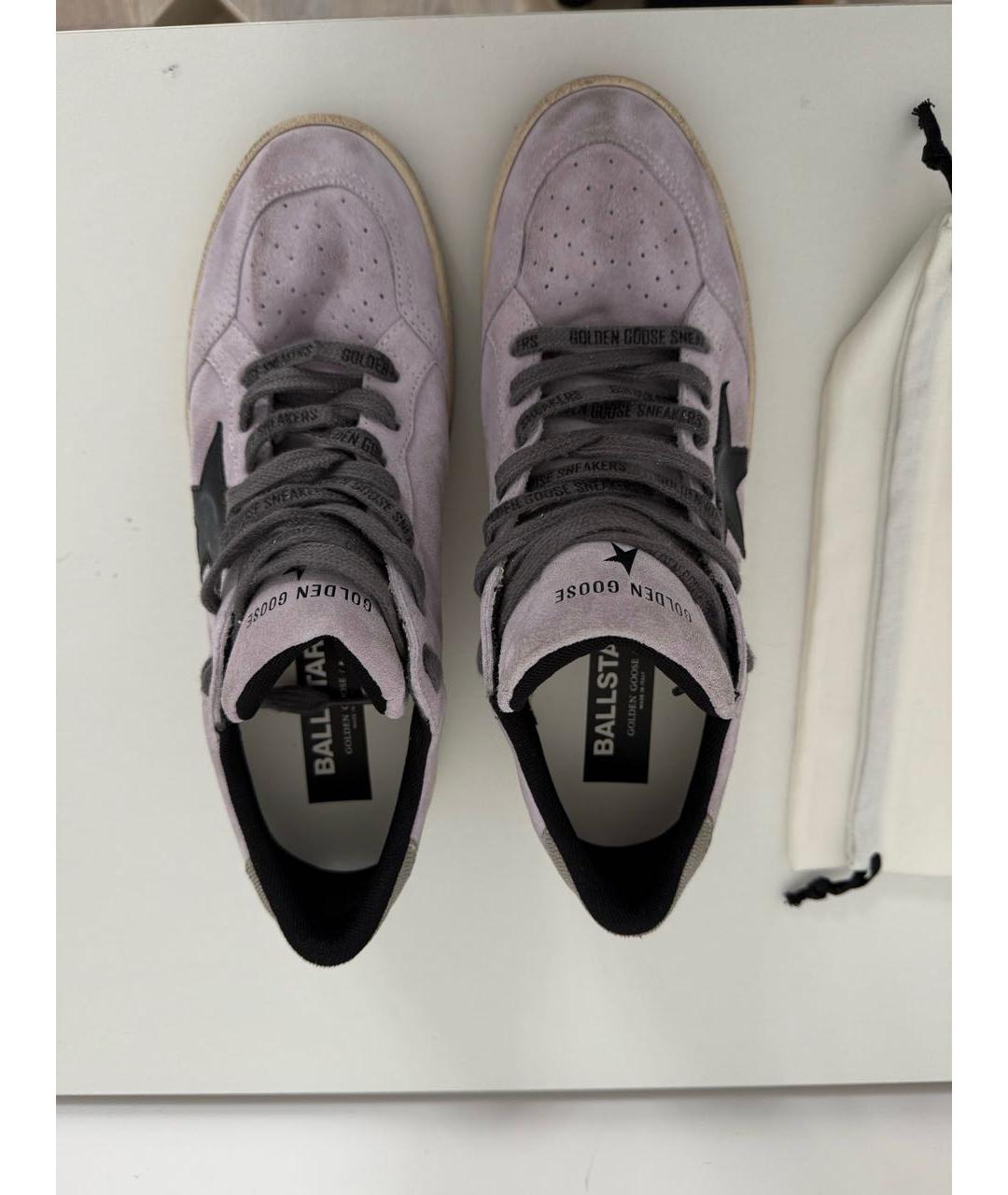 GOLDEN GOOSE DELUXE BRAND Фиолетовые нубуковые низкие кроссовки / кеды, фото 3