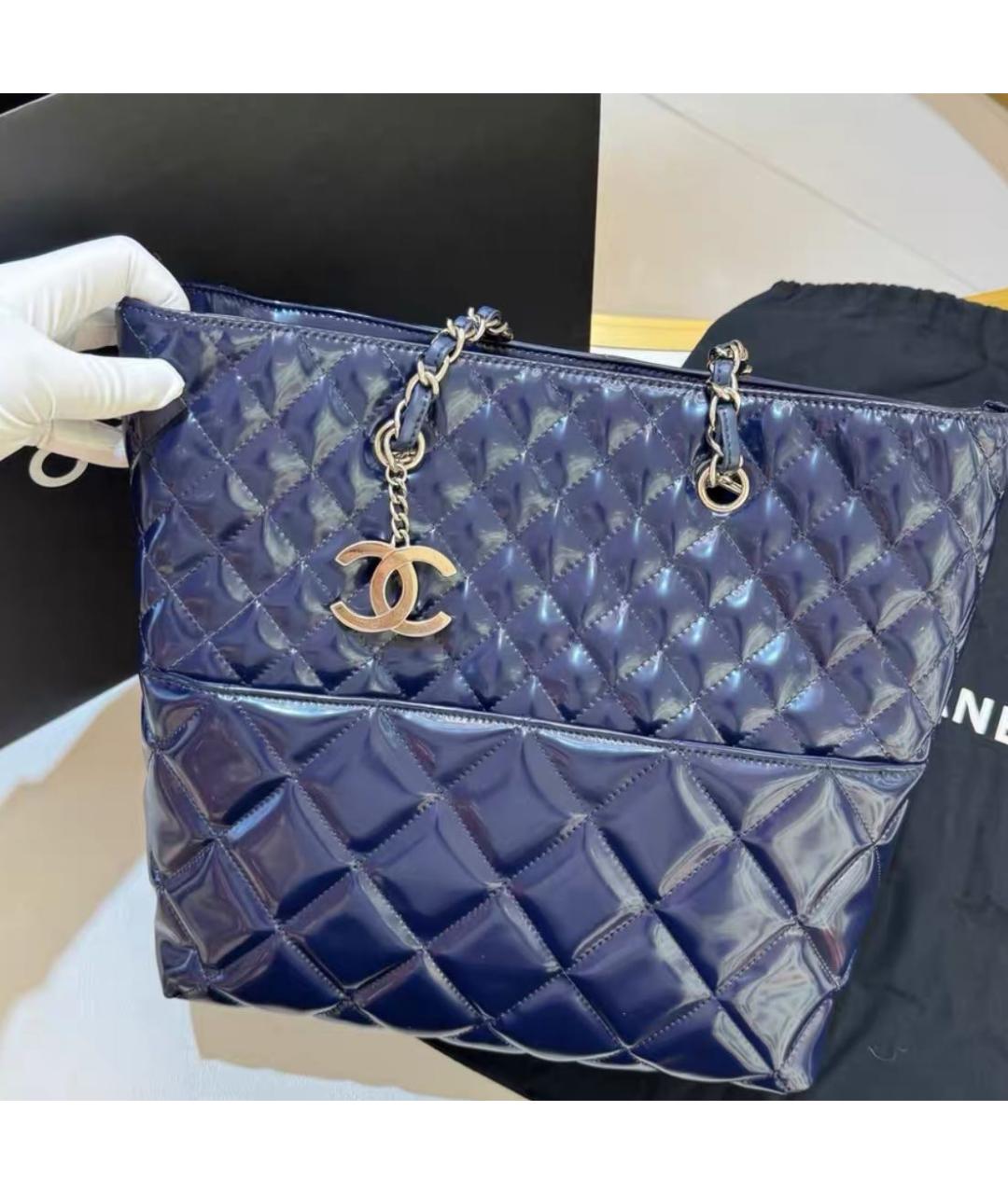 CHANEL Синяя сумка тоут, фото 6