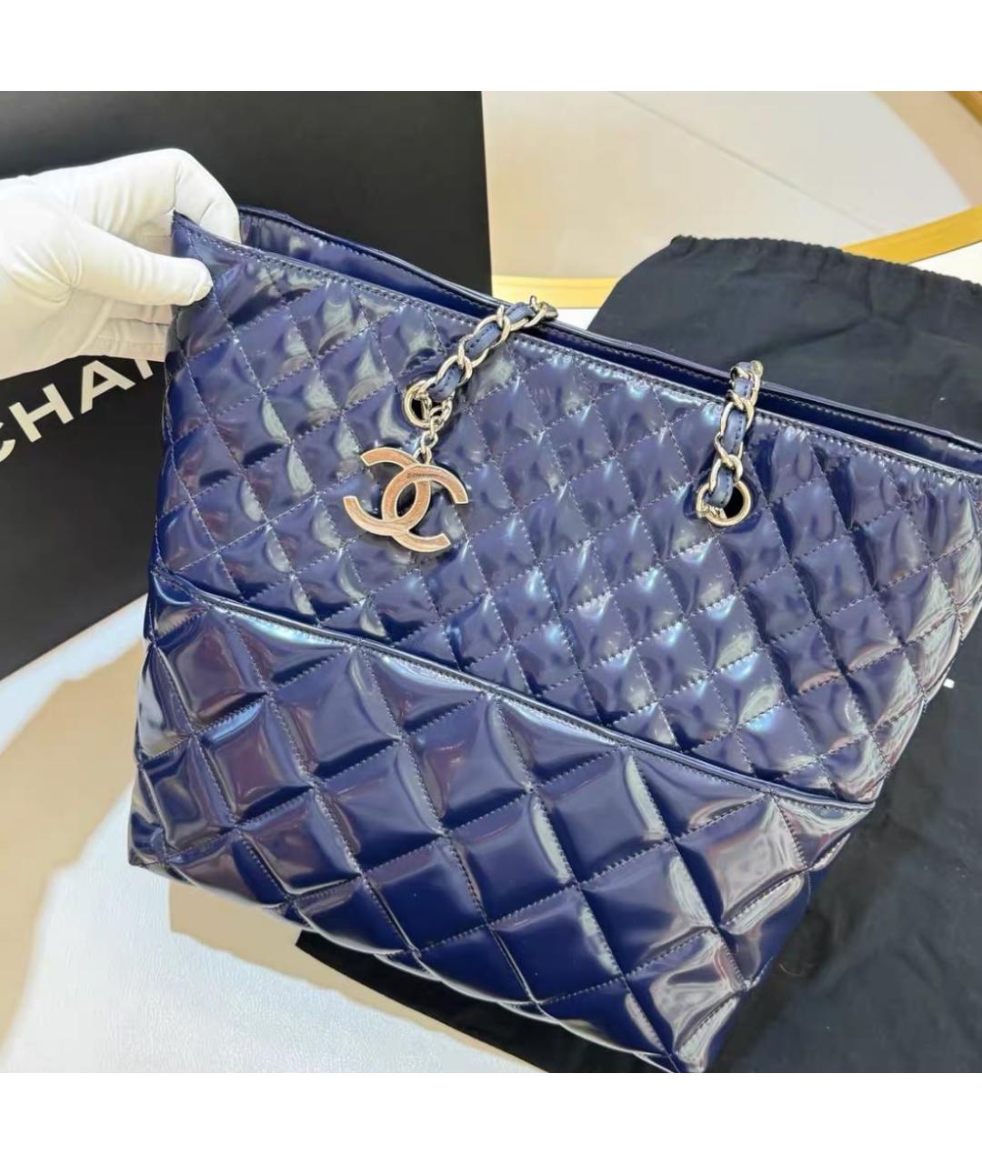 CHANEL Синяя сумка тоут, фото 4