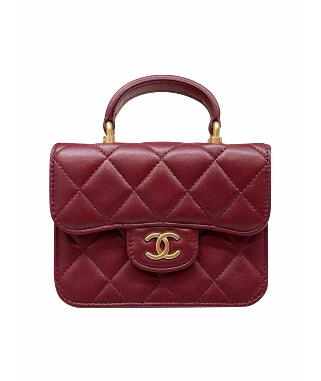 CHANEL Бордовая кожаная сумка с короткими ручками, фото 1