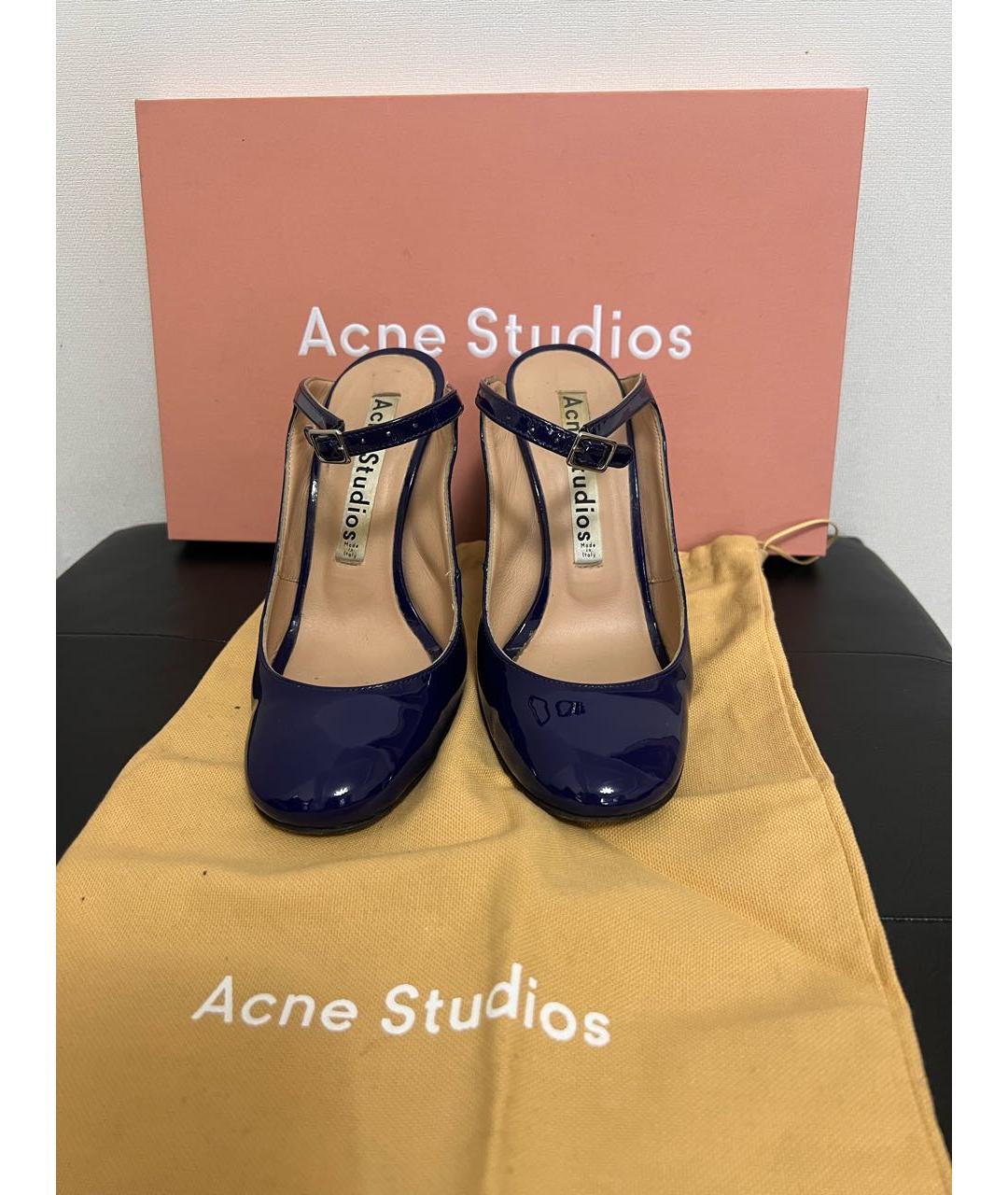 ACNE STUDIOS Темно-синие туфли из лакированной кожи, фото 2