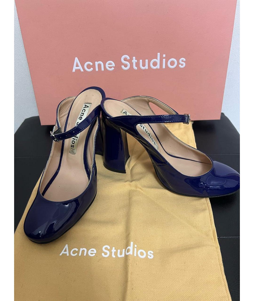 ACNE STUDIOS Темно-синие туфли из лакированной кожи, фото 5