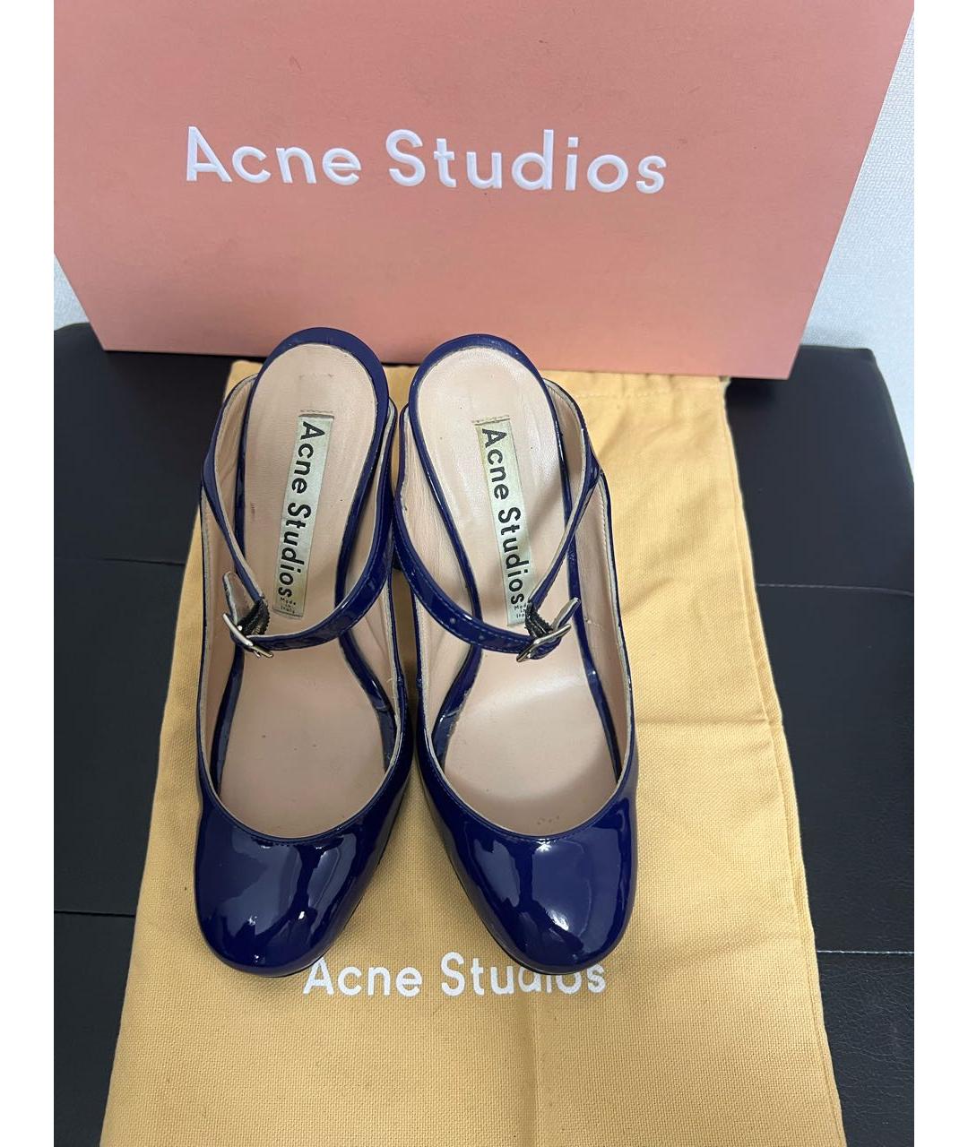ACNE STUDIOS Темно-синие туфли из лакированной кожи, фото 4