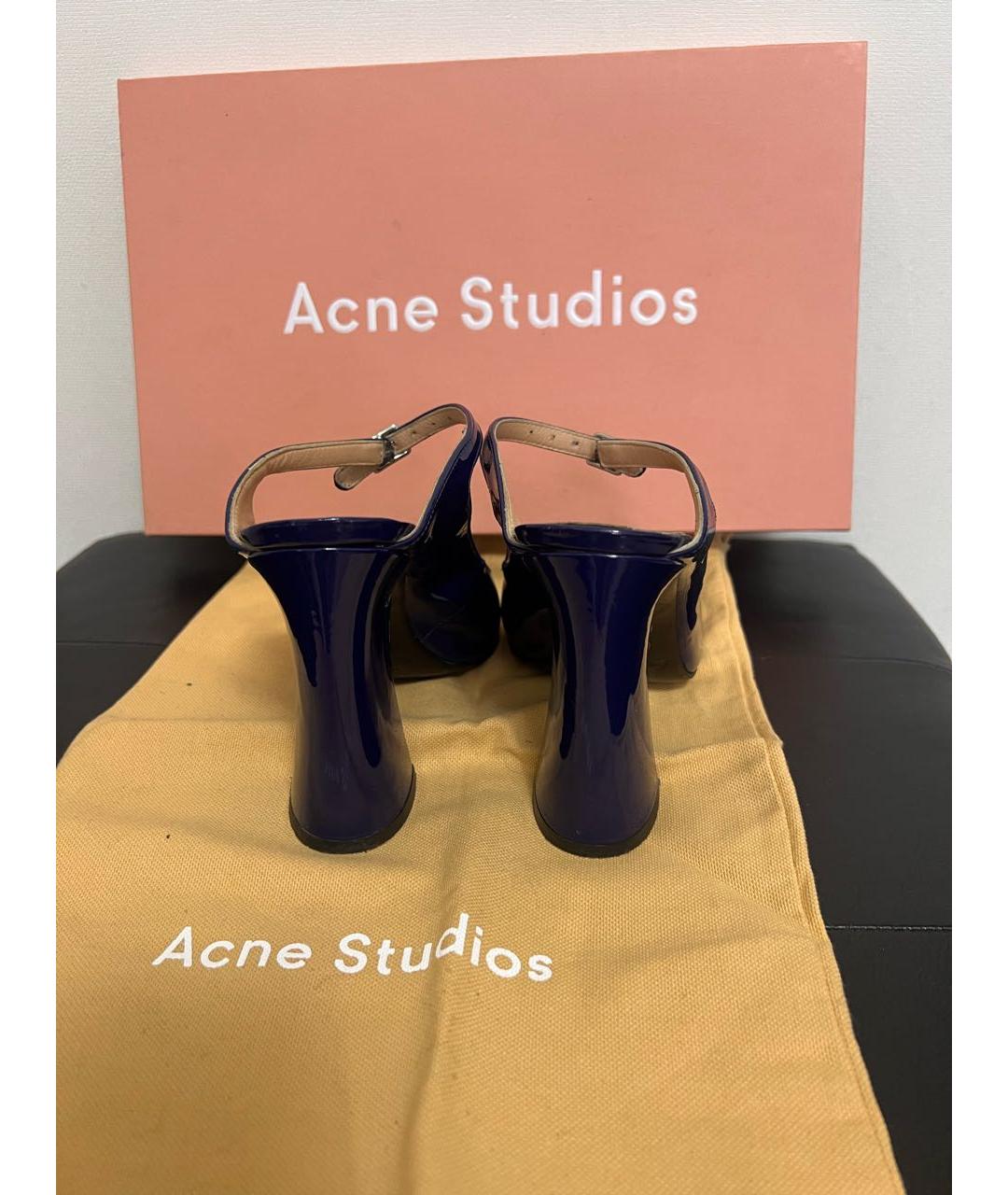 ACNE STUDIOS Темно-синие туфли из лакированной кожи, фото 3