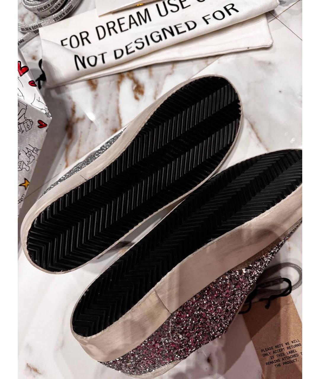 GOLDEN GOOSE DELUXE BRAND Серебряные кожаные кеды, фото 3