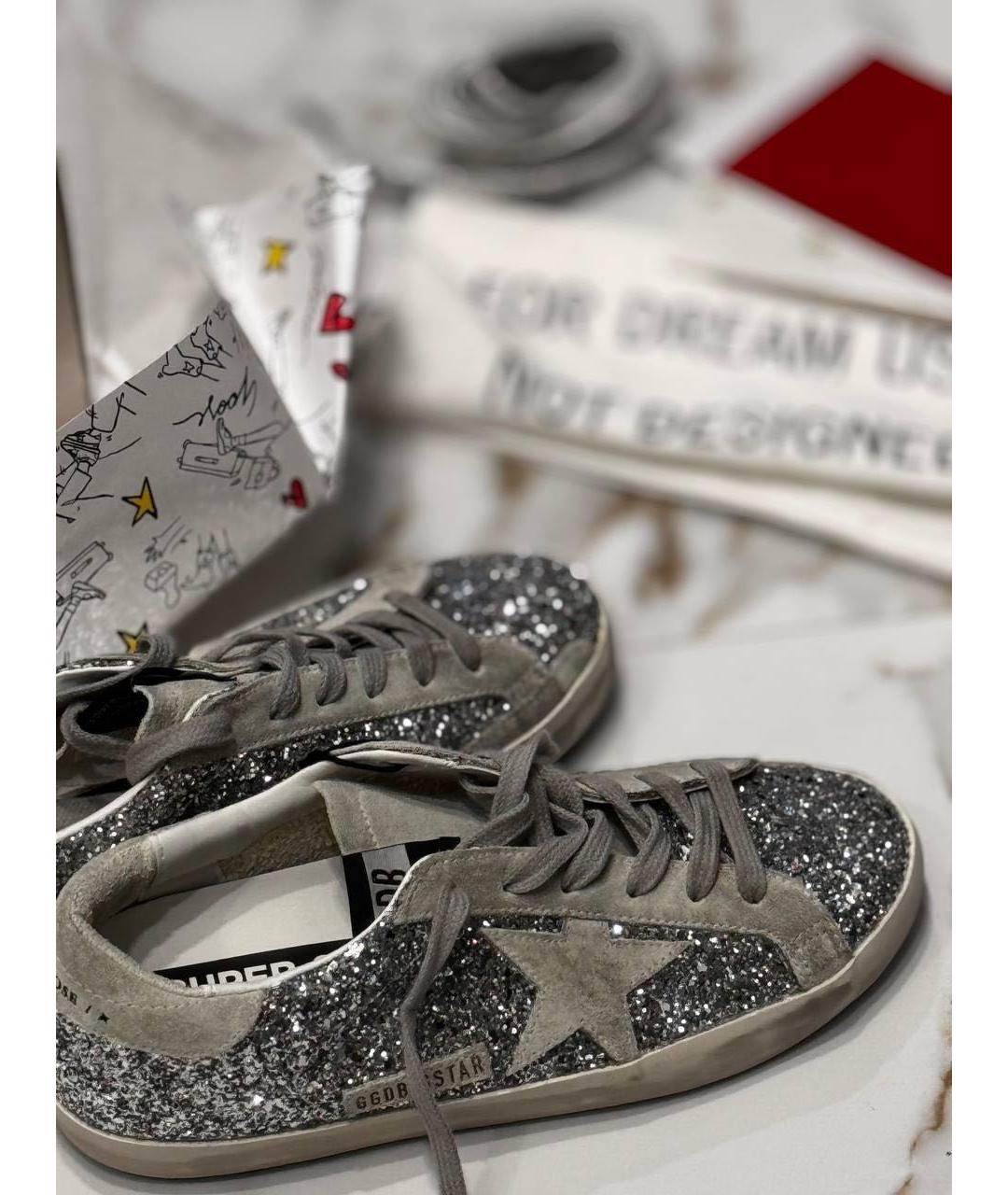 GOLDEN GOOSE DELUXE BRAND Серебряные кожаные кеды, фото 2