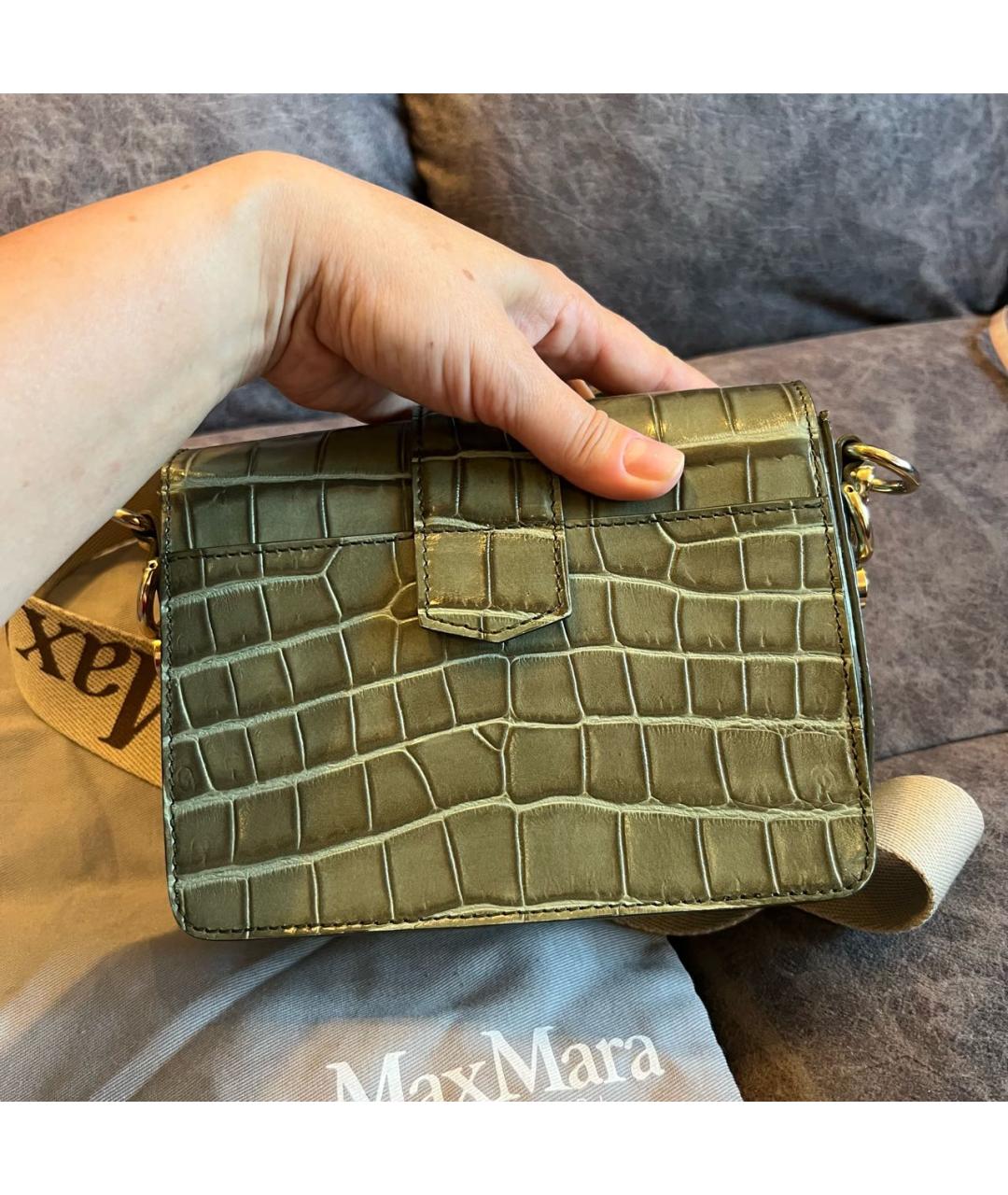 MAX MARA Зеленая кожаная сумка через плечо, фото 2
